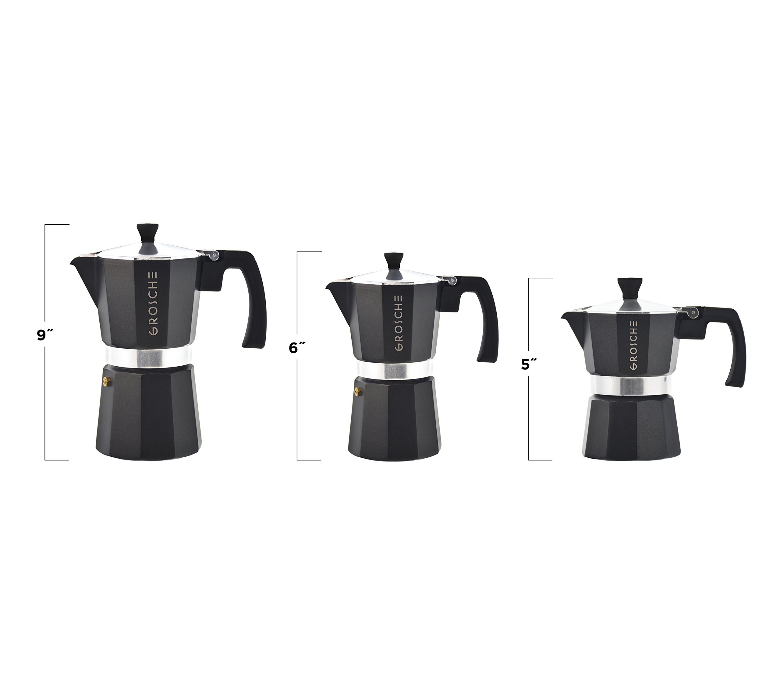 GROSCHE Milano Moka 3Cup Stovetop Espresso Coffee Maker with Italian
