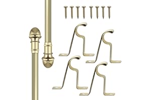 Amazing Drapery Hardware 7/16 Inch Brass Cafe Rods with Brass Ends, Set of 2 (Hardware Included) - Adjustable Length 28-48 Inches, Easy to Install Metal Rods for Doors, Windows, and Sidelights