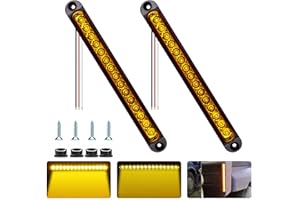 CZJCGD 10 Inch 15 LED Amber Trailer Tail Light Bar, 2 PCS Yellow Turn Signal Marker Tail Lights, Running Side Marker Rear Strip Lights, IP67 for RV Truck UTV ATV, DOT Certified