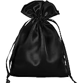 AKLVBL 50 Pack 6x9.5 Black Satin Bags Small Gift Bags, Jewelry Drawstring Pouch, Wedding Favor Bags, Baby Shower Bags, Party Favor Bags,Satin Gift Bags