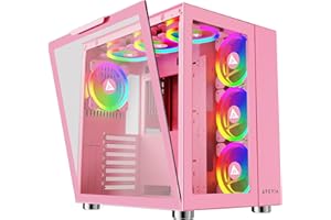 Apevia Prism-Elite-PK Prism Elite Mid Tower ATX Gaming PC Cube Case w/ 7X 120mm PWM ARGB Fans, 366 RGB Modes, Dual Tempered G