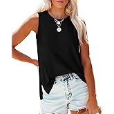 XIEERDUO Womens Tank Tops Crewneck Loose Fit Basic Casual Summer Side Split Sleeveless Shirts
