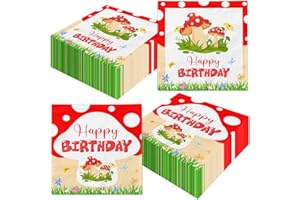DYDAMUD Mushroom Birthday Decorations,40PCS Mushroom Birthday Napkins Paper Disposable Mushroom Party Dinner Napkins for Kid Girl Mushroom Theme Party