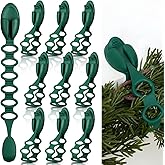 Cinnvoice 12 Pack Christmas Garland Hanger for Mantle Christmas Garland Hooks Wreath Ties Fireplace Stocking Holder Reusable Silicone Adhesive Straps for Fireplace Staircase Front Door (Dark Green)