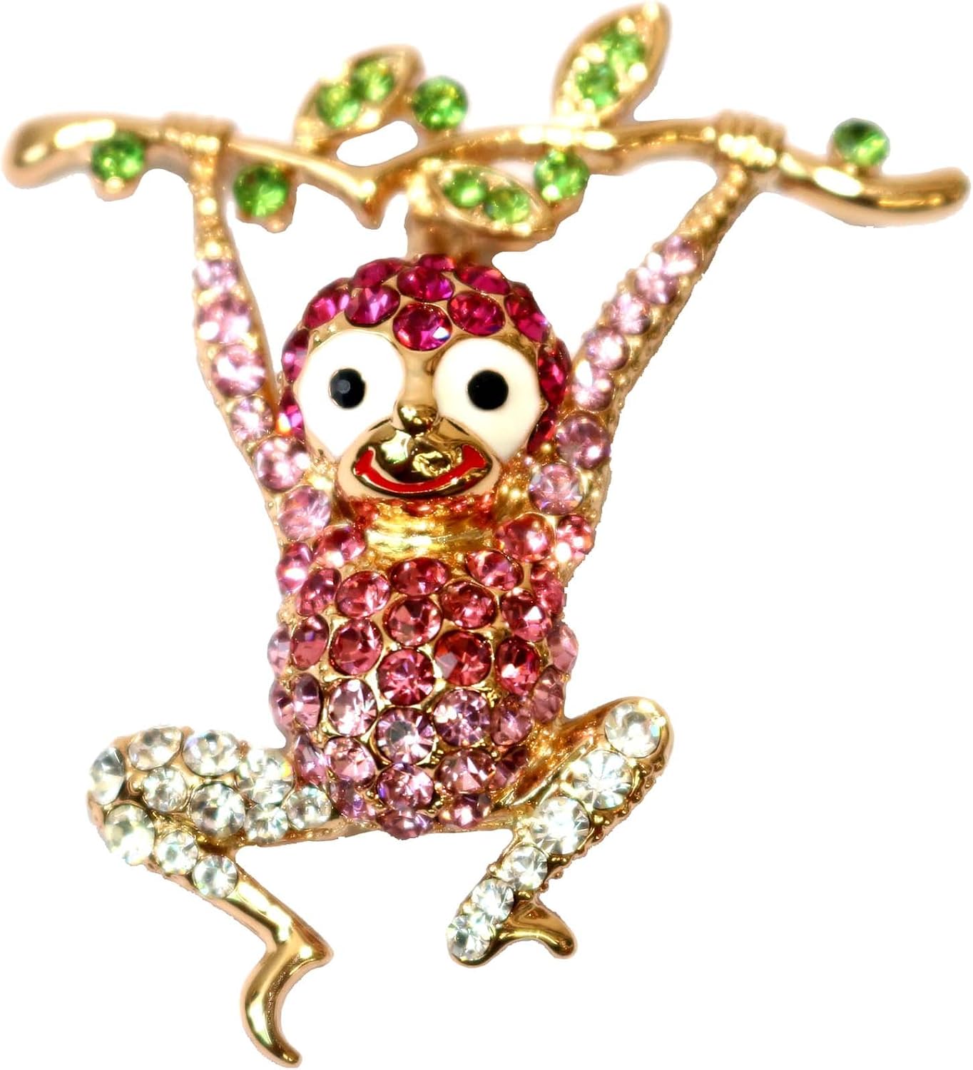 Navachi 18k Gold Plated Pink Crystal Monkey Az7306b Brooch Pins