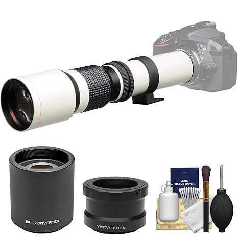 Vivitar - Lente de teleobjetivo (Montura en T, 500 mm, f/8.0, 2 x ...