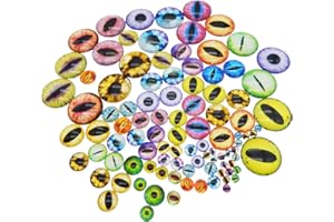 Julie Wang 100PCS 5Sizes Assortment Dragon Eyes Flatback Glass Cabochon for Jewelry Making, Sculpture, DIY Craft Art, Fantasy Model Projects (Mixed1)