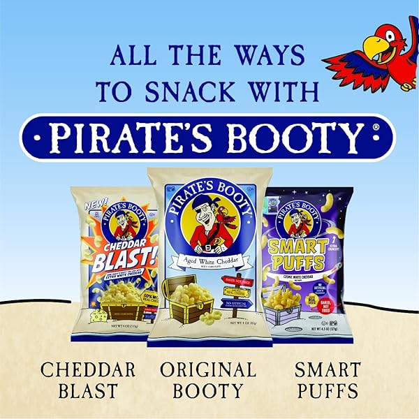 PIRATE’S BOOTY AGED WHITE CHEDDAR CHEESE PUFFS, GLUTEN-FREE, KIDS SNACKS, EASTER SNACK, 1OZ (6CT)