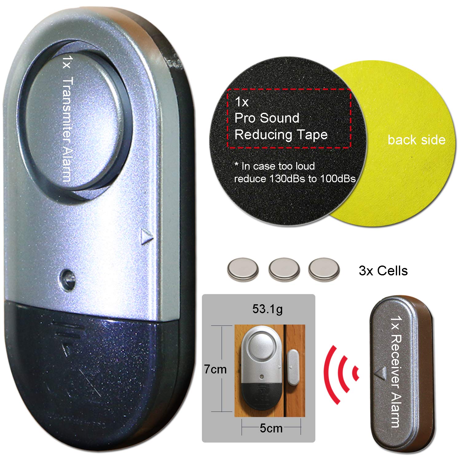 SYCOTEK Door Alarm Travel Hotel Safety Home Security Alarm, Vibration Sensor and Volume Adjustable, Stop Burglar Thief and Door Intruder to Keep Your Personal Safety in Trip or at Home, Portable Small Size, Black Silver