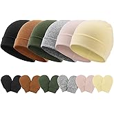 Newborn Baby Hats and Mittens Set Infant Beanie Cap Toddler Gloves Newborn Hospital Hats for Baby Boys Girls Kid 0-6 Months