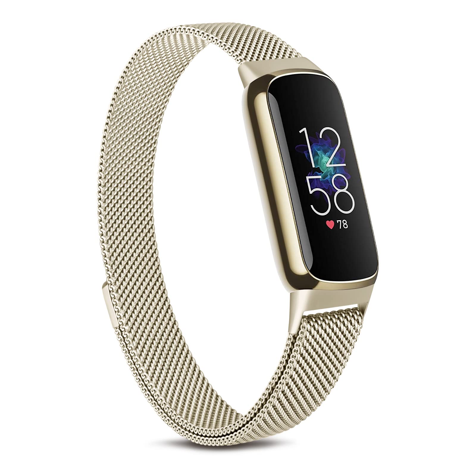 Demark Strap Compatible with Fitbit Luxe Strap, Adjustable Stainless Steel Loop Mesh Magnetic Replacement for Fitbit Luxe Fitness Tracker for Women Men (Champagne)