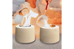 Aobaks 2 Pack Small Tabletop Fireplace Indoor Outdoor Fire Pit Portable Fire Concrete Bowl Pot Fireplace (S/2 Dark Yellow)