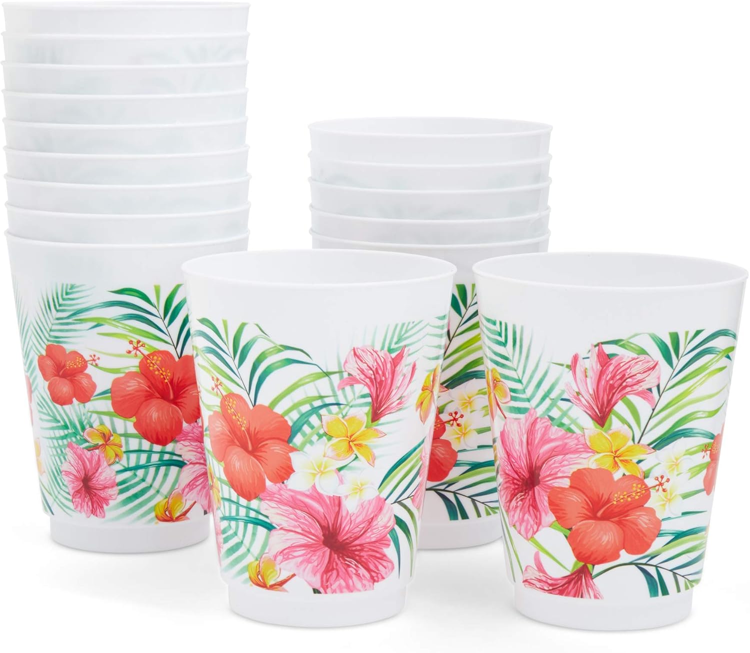 Hawaiian Luau Plastic Party Cups (16 oz, 16Pack) Kitchen