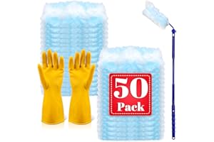 LYASIL 50 Pack Duster Refills Compatible with Swiffer Dusters, Disposable Replacement Heads with Extendable Handle for Dust Removal on Vents, Baseboards, Ceiling Fans, Crevices & Hard-to-Reach Places