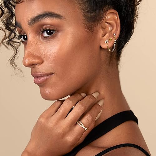 PAVOI 14K Rose Gold Plated Solid 925 Sterling Silver Post Cubic