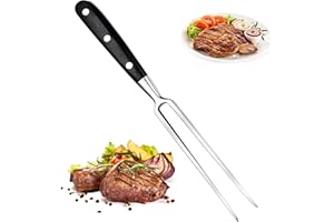 Feishiong Large Meat Fork, Stainless Steel Meat Fork with Wooden Handle, 12 Inch Long Metal Chef Pro Forks for BBQ, Barbecue,
