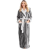 PJGGZ Long Robes For Women Floor Length, Fluffy Fleece Warm Cozy Hooded Bathrobe Plush Luxury Plus Size Winter Housecoat