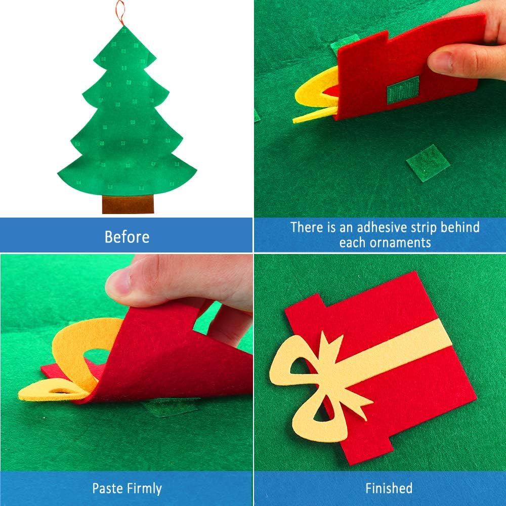 Aipaide Felt DIY Trees,3ft DIY Felt Decorations Tree with 31PCS Detachable Ornaments for Kids Toddlers Xmas Gifts Door Wall Hanging Decorations - Image 5