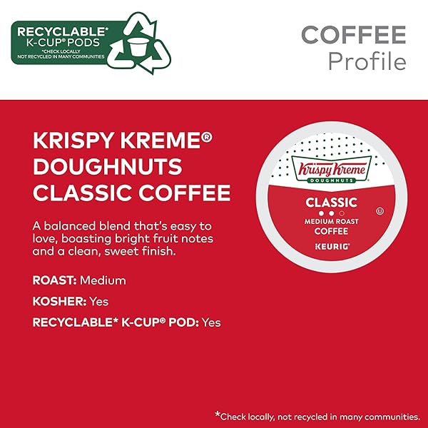 KRISPY KREME CLASSIC, SINGLE-SERVE KEURIG K-CUP PODS, MEDIUM ROAST COFFEE PODS, 32 COUNT