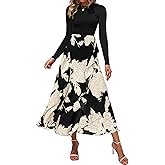 BTFBM Womens Floral Maxi Dress Fall 2025 Casual Crewneck Long Sleeve Ruffle Flowy Cocktail Wedding Guest Dresses
