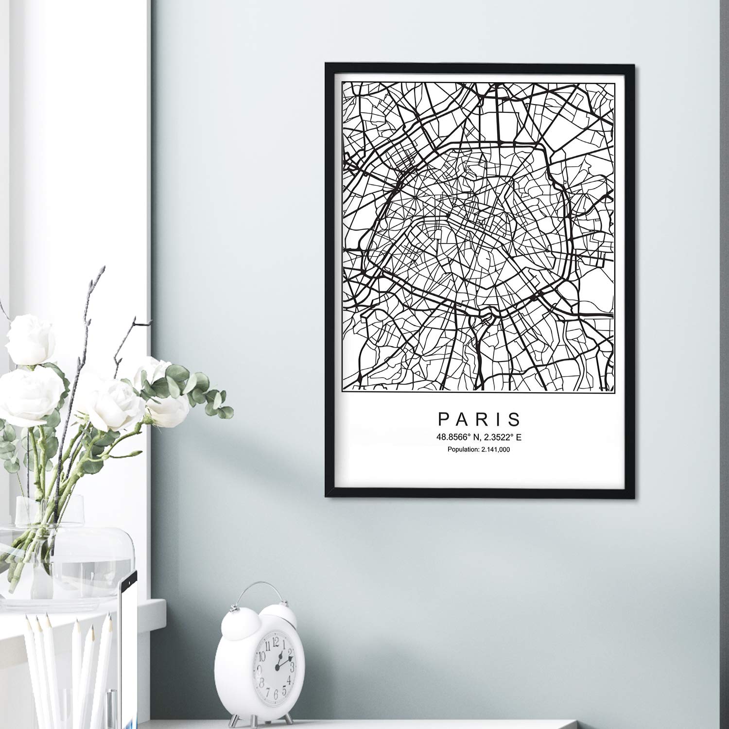 Nacnic Minimalist City Tarps Poster Geometric Style Wall Decoration Picture of Paris Various German City Maps, Plans and Travel Pictures without Frame Size A3