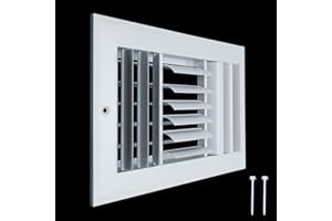 Handua 10"W x 6"H [Duct Opening] Aluminum 3-Way Adjustable Air Supply Grille | Curved Blade Register Vent Cover for Sidewall & Ceiling | White | Outer Size: 11.75"W x 7.75"H for 10x6 Duct Opening