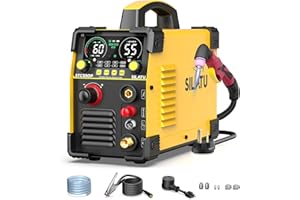 SILATU 55Amps Plasma Cutter, Large LED Display, Non-Touch Pilot Arc, Air Sensor Technology, 110/220V Dual Voltage IGBT Inverter Plasma Cutter Machine, 1/2'' Clean Cutting Thickness