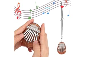 Emoin Mini Thumb Piano, Solid Wood 8 Keys Finger Piano, Portable Musical Thumb Piano with Lanyard, Christmas Gift Birthday Gift Valentines Gift for Kids Adults Beginners