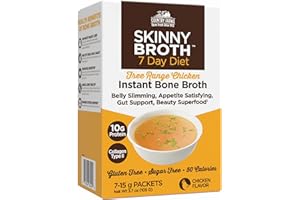 Country Farms Skinny Broth, Instant Chicken Bone Broth, 10G Protein, Collagen Type II, Promotes Better Digestion, Supports Bone Health, 7 Day Plan, 7-15g Packets