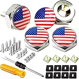 Aootf License Plate Screw Bolt Cap-American Flag Logo Metal Car License Plate Bolts Frame Screws Cover with USA Flag Sticker,