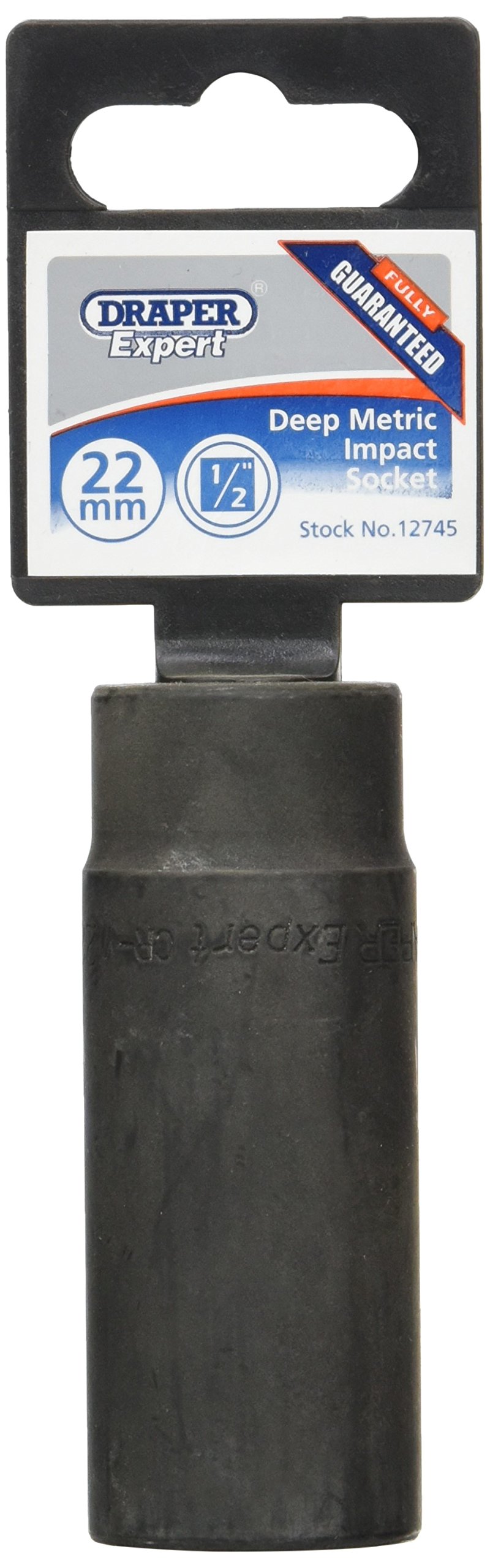 Draper Expert HI-TORQ® 1/2" 22mm Deep Impact Socket | 6 Point Hex Socket | Chrome Vanadium Steel Wrench Accessory | 12745