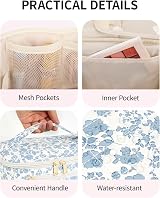 Wandering Nature Travel Makeup Bag with Brush Compartment Blue Flower view 4