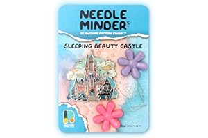 Awesome Pattern Studio Needle Minder Set - Sleeping Beauty Castle Magnetic Needle Minder + 2 Needle Threaders. Enamel Pin for Cross Stitch, Embroidery and Craft