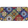 ZHONGJI Kitchen Rug Bathroom Mat ﻿Mexican Talavera Ceramic Tile Seamless Pattern Non-Slip Soft Short Plush Long Floor Rug Extra-Thick Memory Foam Machine Washable