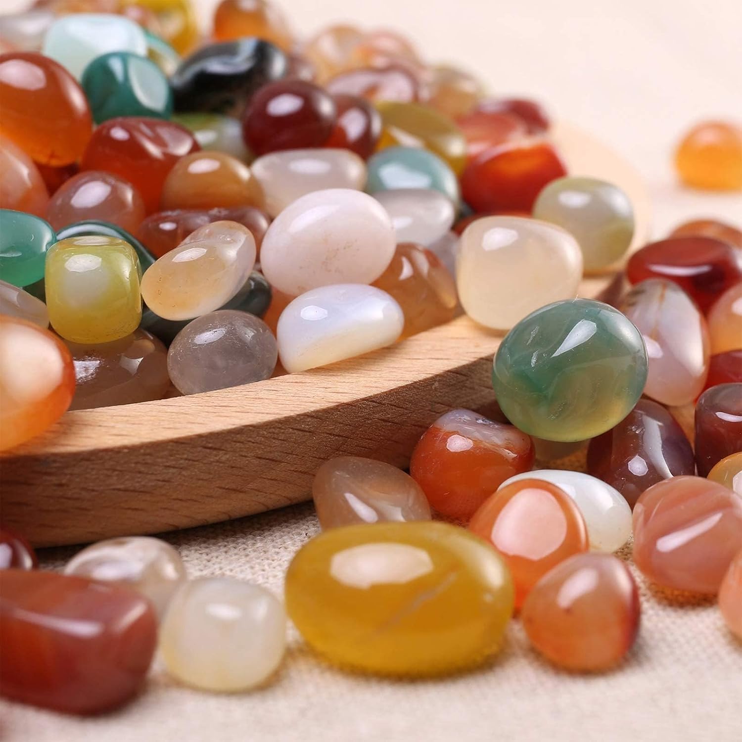 Hardscaping Materials - FANTIAN 2LB Colorful Tumbled Polished Stones Pebbles, 0.8-1.2 Inch Agate Stones Decorative Rocks Marbles for Vase,Succulents Cactus Plant, Landscape, Terrarium, Fish Tank, Home Decor, DIY Craft