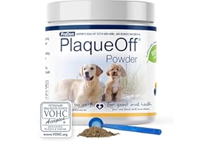 ProDen PlaqueOff Powder for Pets - Cat & Dog Breath Freshener - Plaque & Tartar Remover for Pet Oral Care - 180g