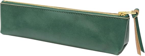 Amazon Co Jp 名入れ ヌメ革 ジッパー ペンケース 筆箱 メガネケース シンプル 刻印付き ポーチ レザー 小物入れ 眼鏡ケース 薄手 柔らかい グリーン 服 ファッション小物