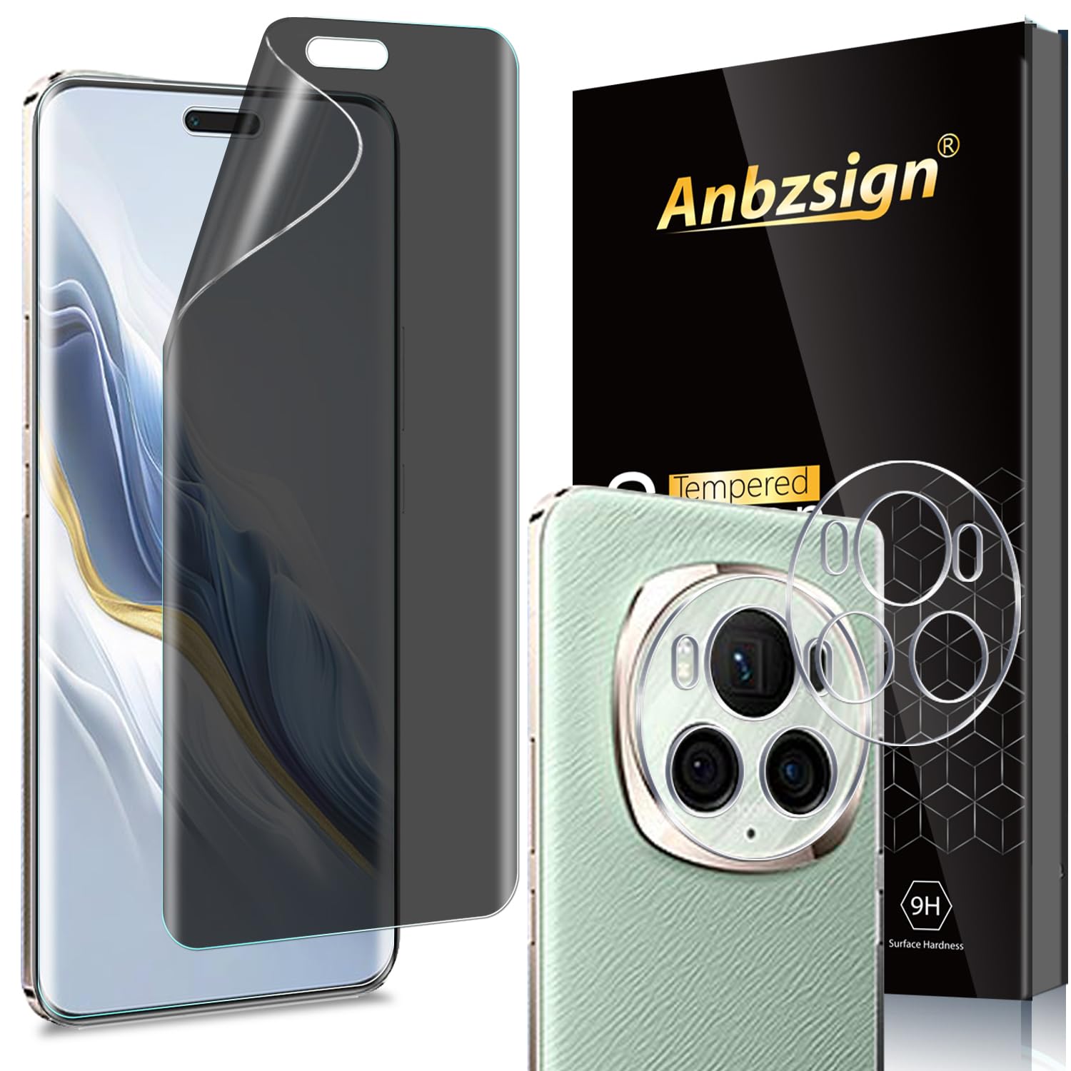 Photo 1 of Anbzsign for Honor Magic 6 Pro Privacy Screen Protector and Camera Lens Protector, Anti-Spy Flexible Privacy Screen Protector 9H Hardness Anti-Scratch Bubble Free