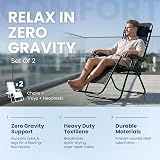 Straame Zero Gravity Chairs Set of 2 Folding Reclining Garden Chairs Black view 3
