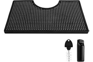 MRbrew Beer Drip Tray, Non-Slip PVC Kegerator Surface Mount Drip Tray Mat with Draft Beer Tower Flange Cutout fit Kegerator Tower Beverage or Coffee Bar Service