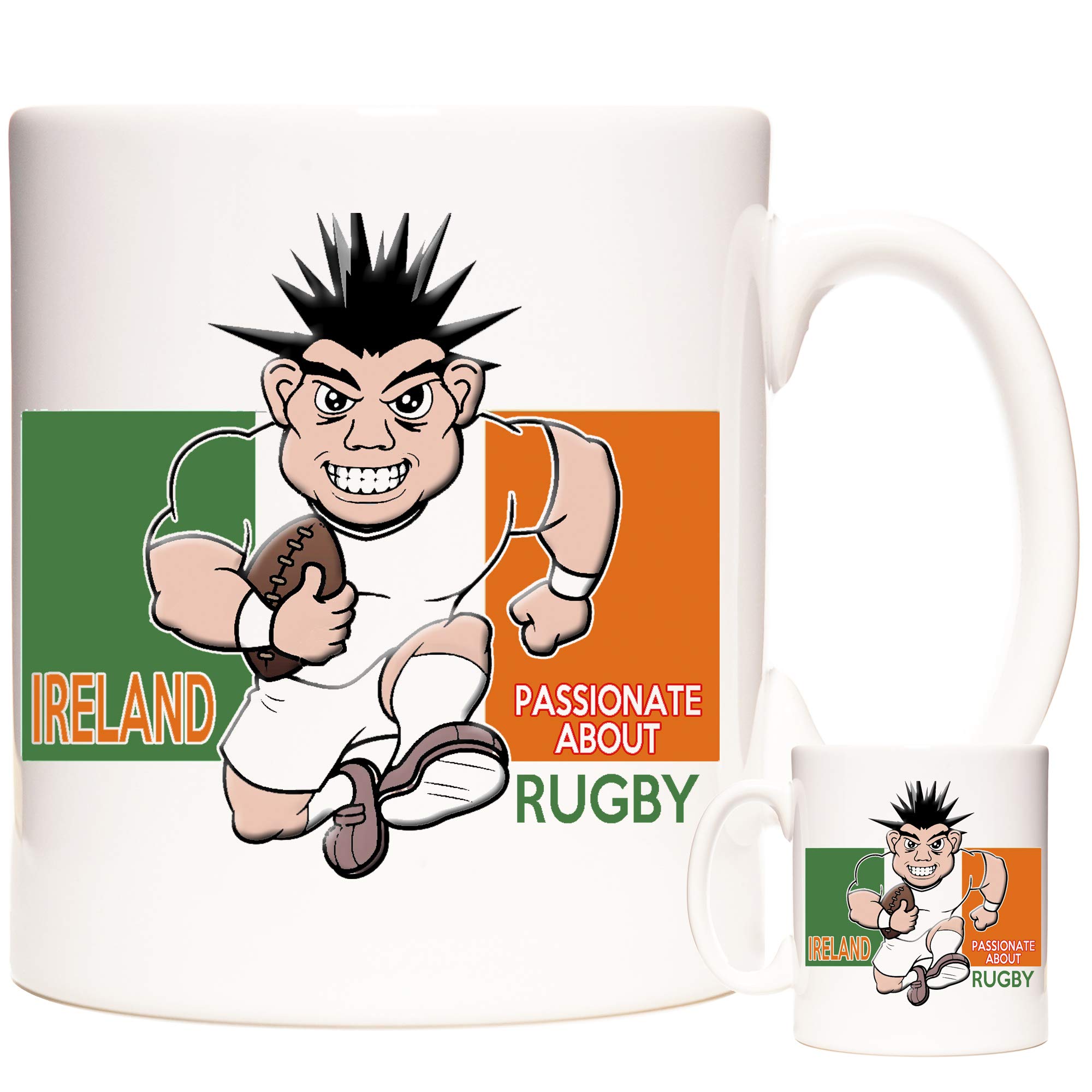 KAZMUGZ Irish Rugby Mug. Ireland Passionate About Rugby. 11oz Ceramic Mug for Fans of World Cup Rugby