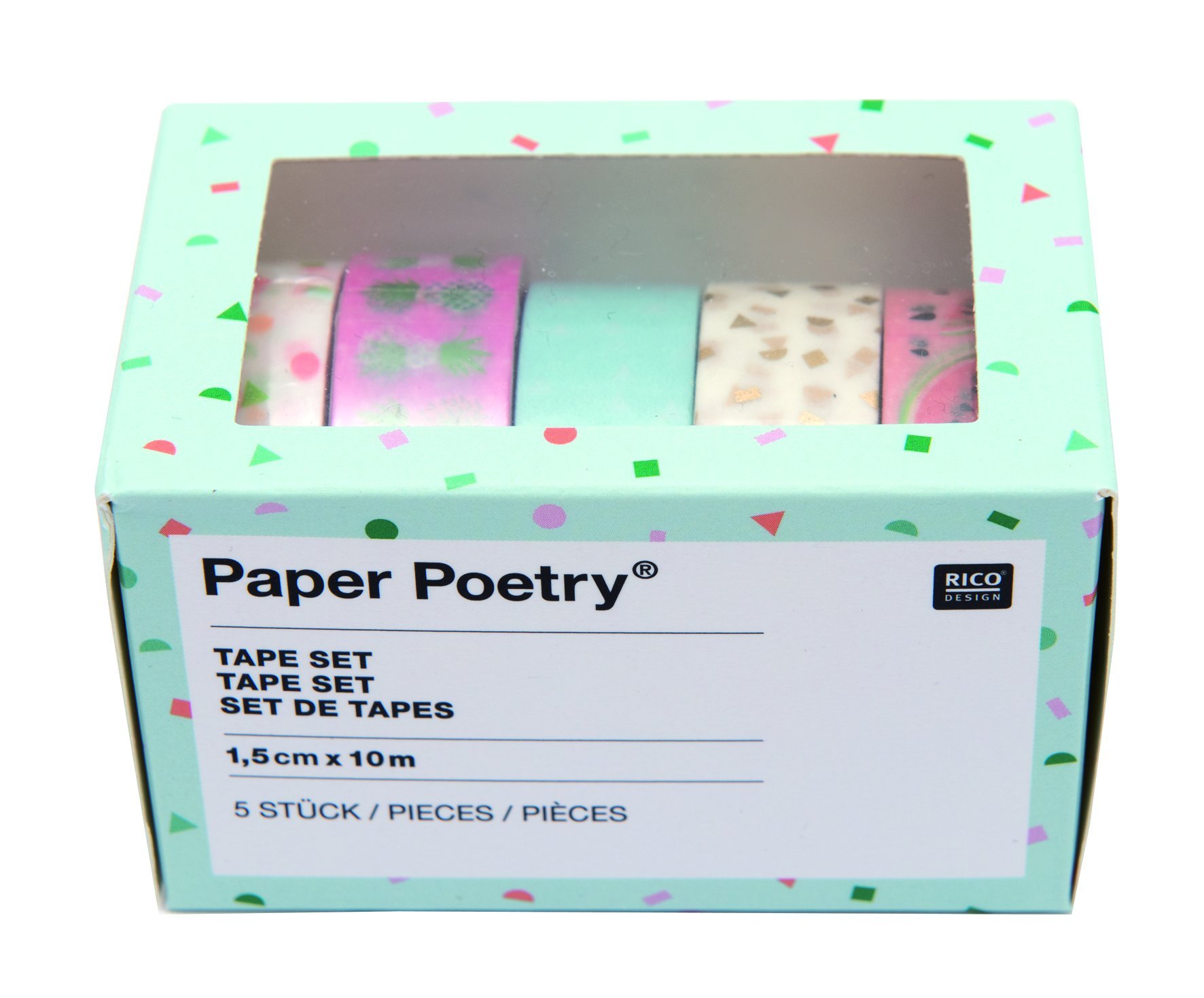Rico Design Tropical Spring Pineapple Tape Set, Paper, Multi-Colour