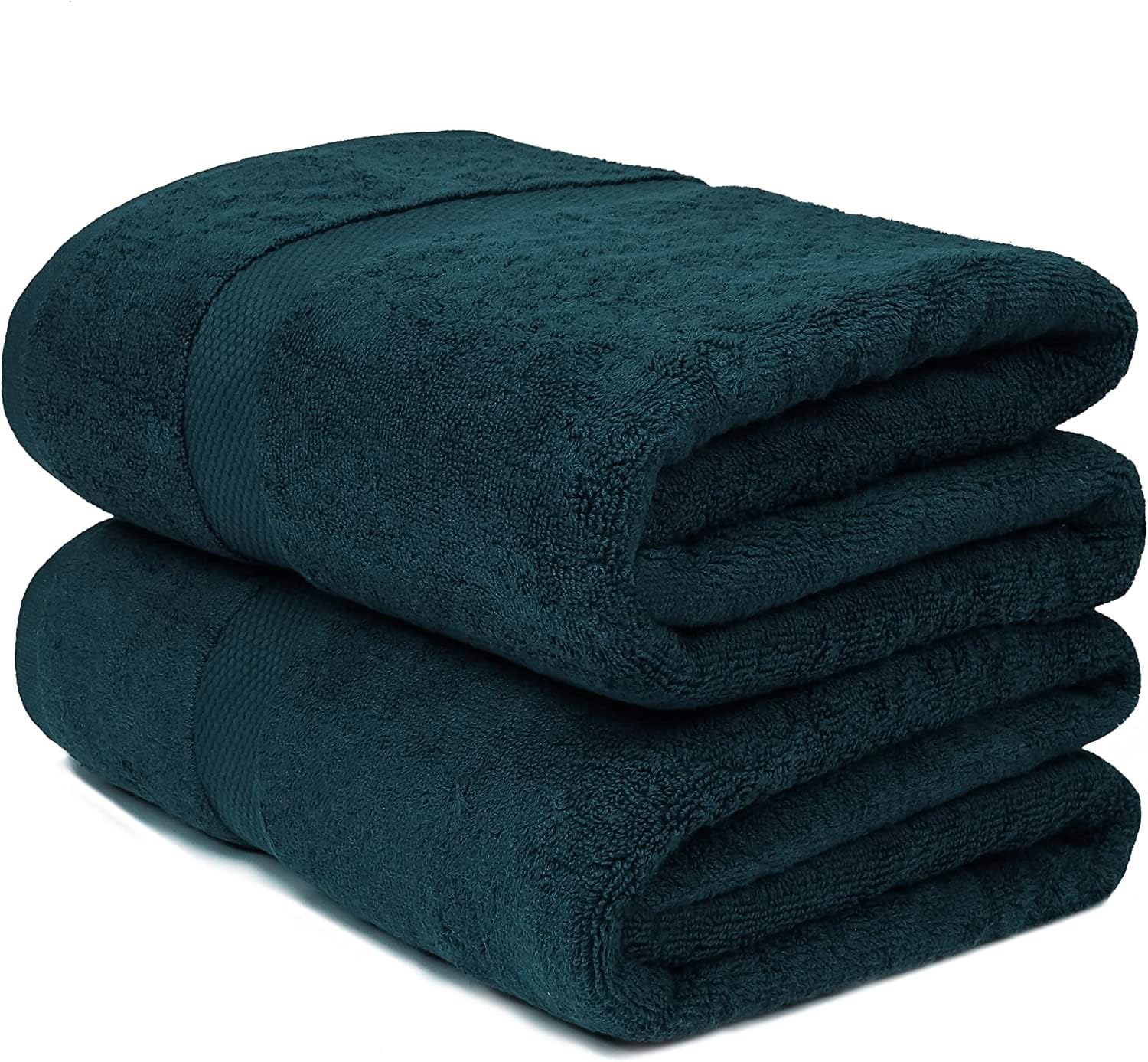 Wholesale Trade Dealz 2 X Super Jumbo Bath Sheets (100 x 200 cm) Primium 100% Egyptian Combed Cotton Extra Large Bath Sheet Towels XL Body Wrap Towel (Blue Lagoon, Cotton)