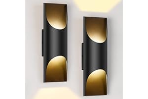 VERRON 2-Pack Wall Light Fixtures, Waterproof Indoor Outdoor Wall Lantern, Black Porch Lights Wall Mount, LED Sconce Wall Lighting for Bedroom Living Room Balcony Hallway Entryway Patio Front Door, 12W 3000K