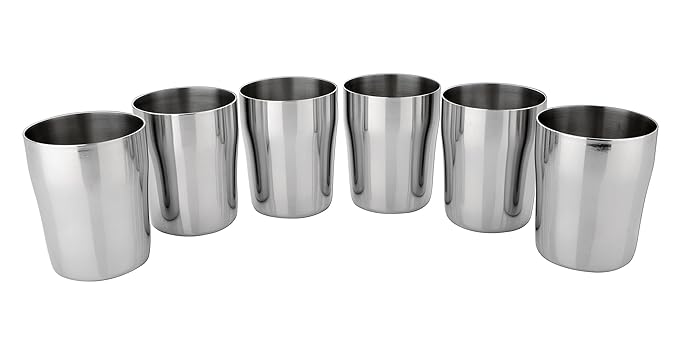 Bhalaria Anarkali Glass Set, 6-Pieces, 360 ml, Silver