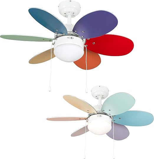 Minisun 30 76cm Modern White Metal Ceiling Fan Fitting With 6