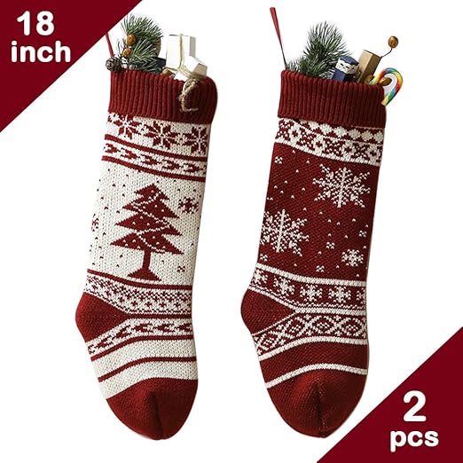Amazon Com Techcity 18 Large Size Cable Knit Christmas Stockings