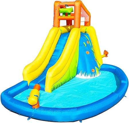 Mnjin Interesting Bouncy Castle Inflatable Water Slide Kids Inflatable Mega Water Park Bouncy Castle With Water Gun Pool Water Slide Amazon Co Uk Sports Outdoors