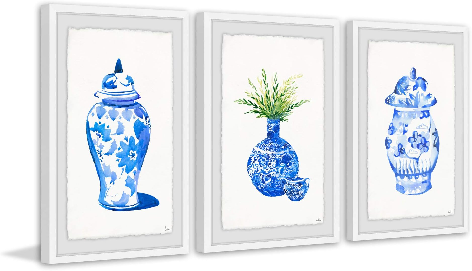 Marmont Hill MH-JULVAS-5001-WFPFL-60 30" x 60" - Three Panel Framed Giclee Grasses Print on Paper by Julia Posokhova