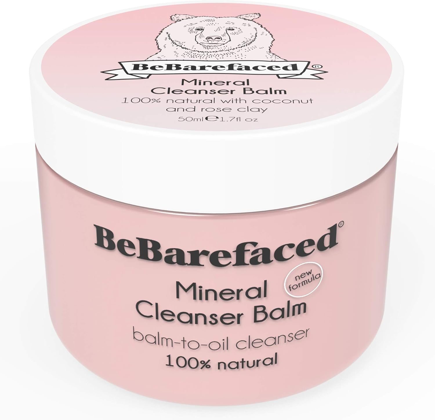BeBarefaced Natural Facial Vegan Cleansing Balm with Mineral Pink Rose
